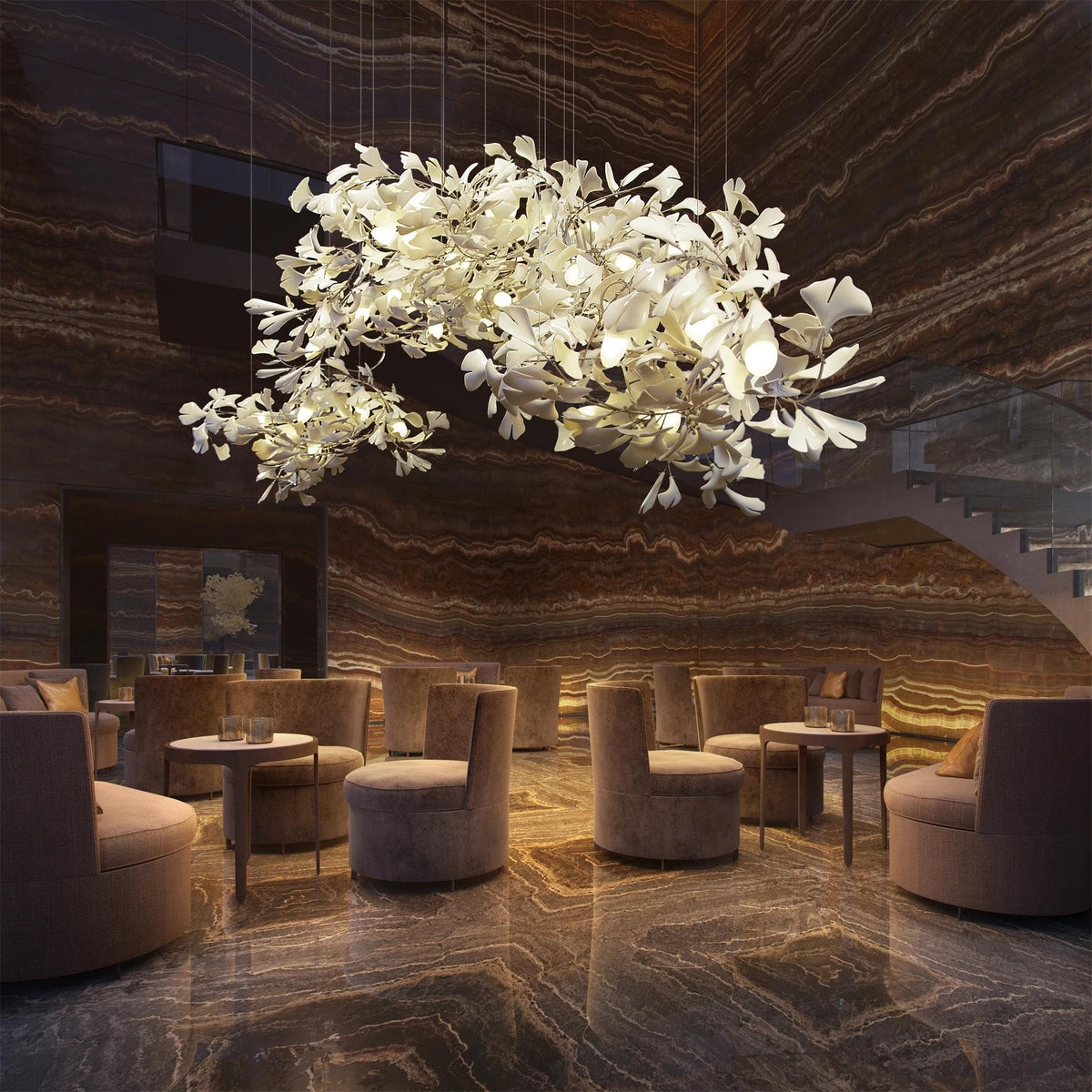 Elysia Floral Canopy Chandelier-Neutral Decor