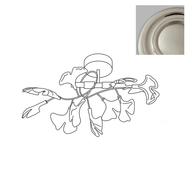 Ginkgo Plafonnier en Verre avec Finition Dorée