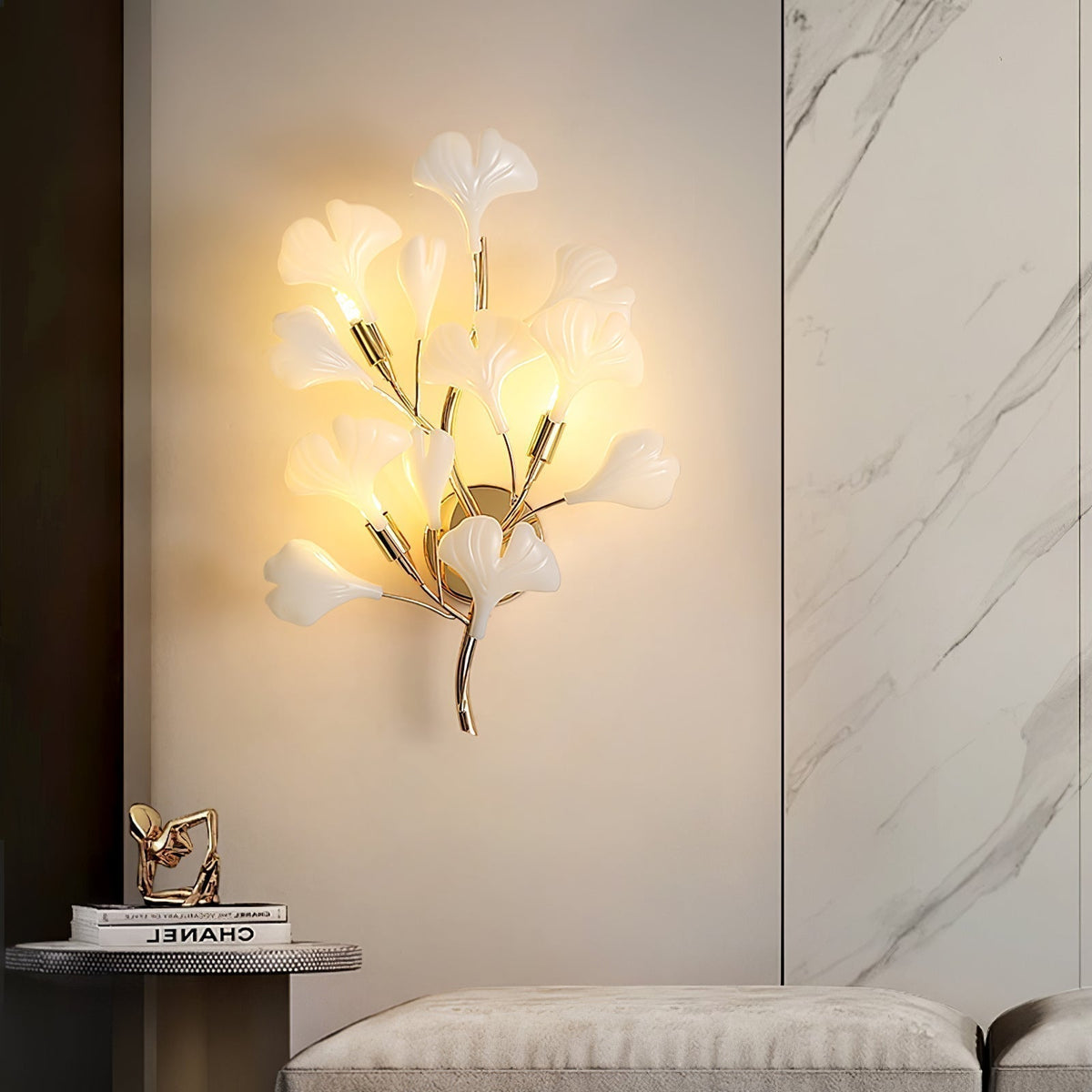 Teven Applique Murale Postmoderne Luxe Gingko Céramique-Cielum