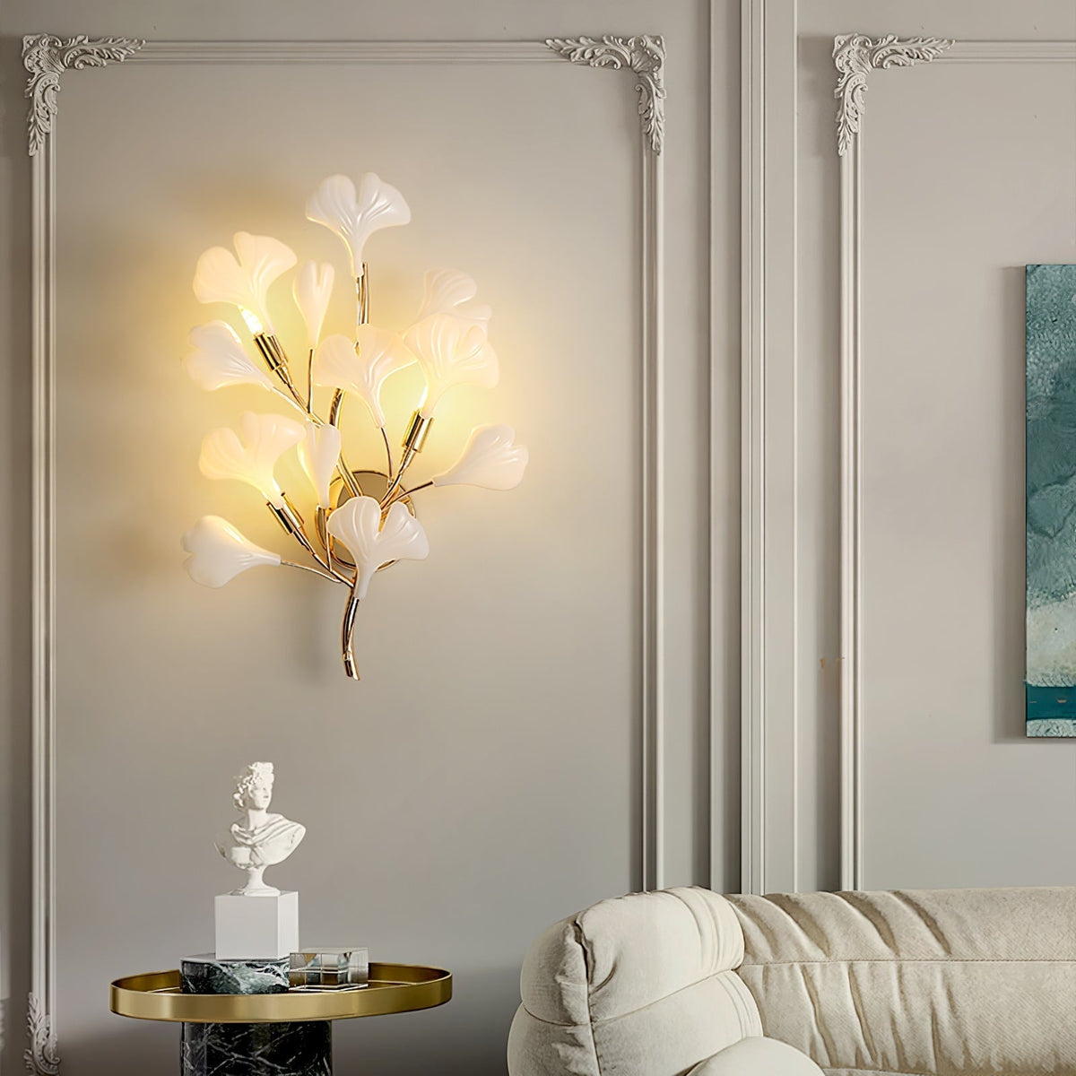 Teven Applique Murale Postmoderne Luxe Gingko Céramique-Cielum
