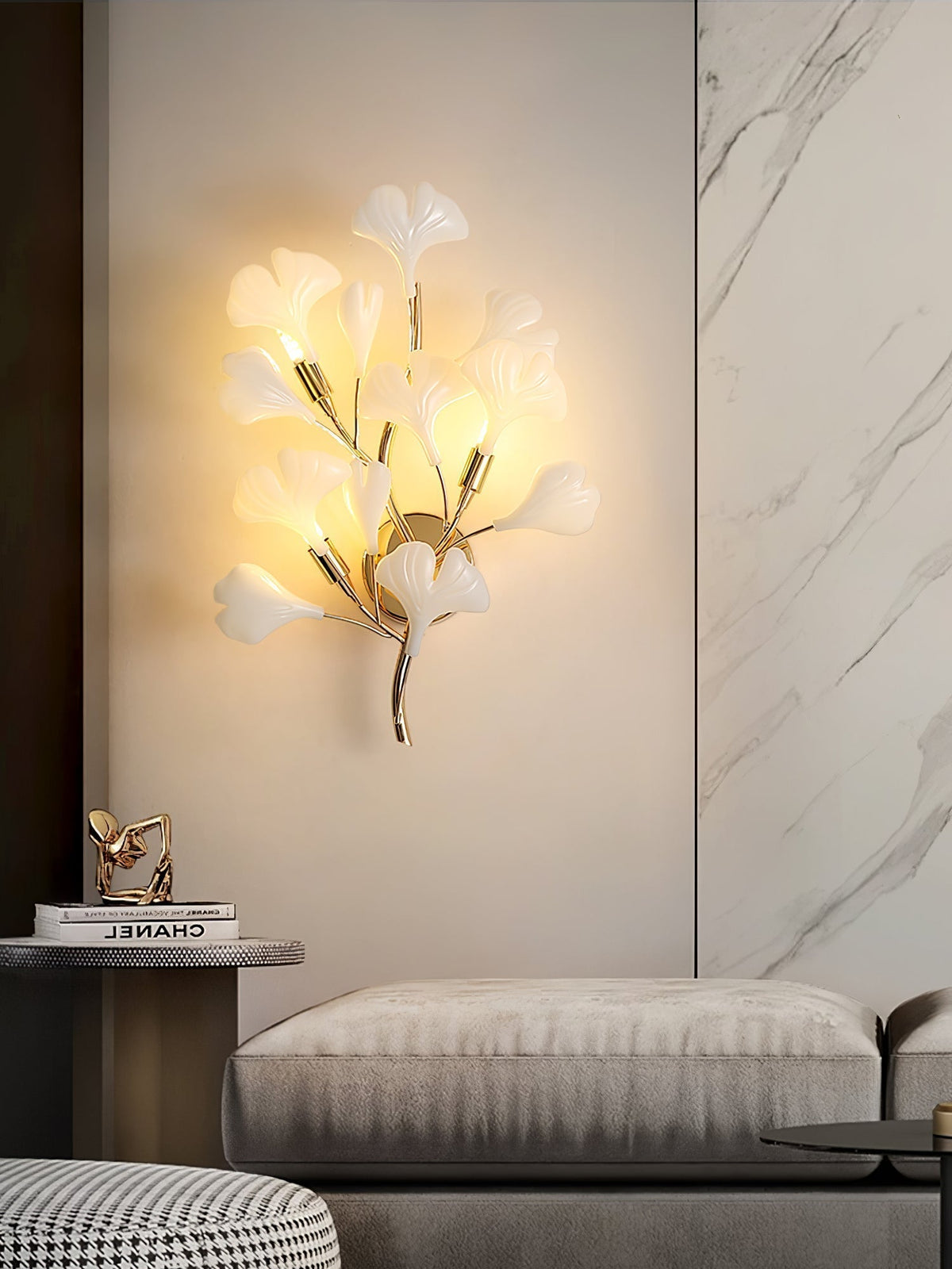 Teven Applique Murale Postmoderne Luxe Gingko Céramique-Cielum