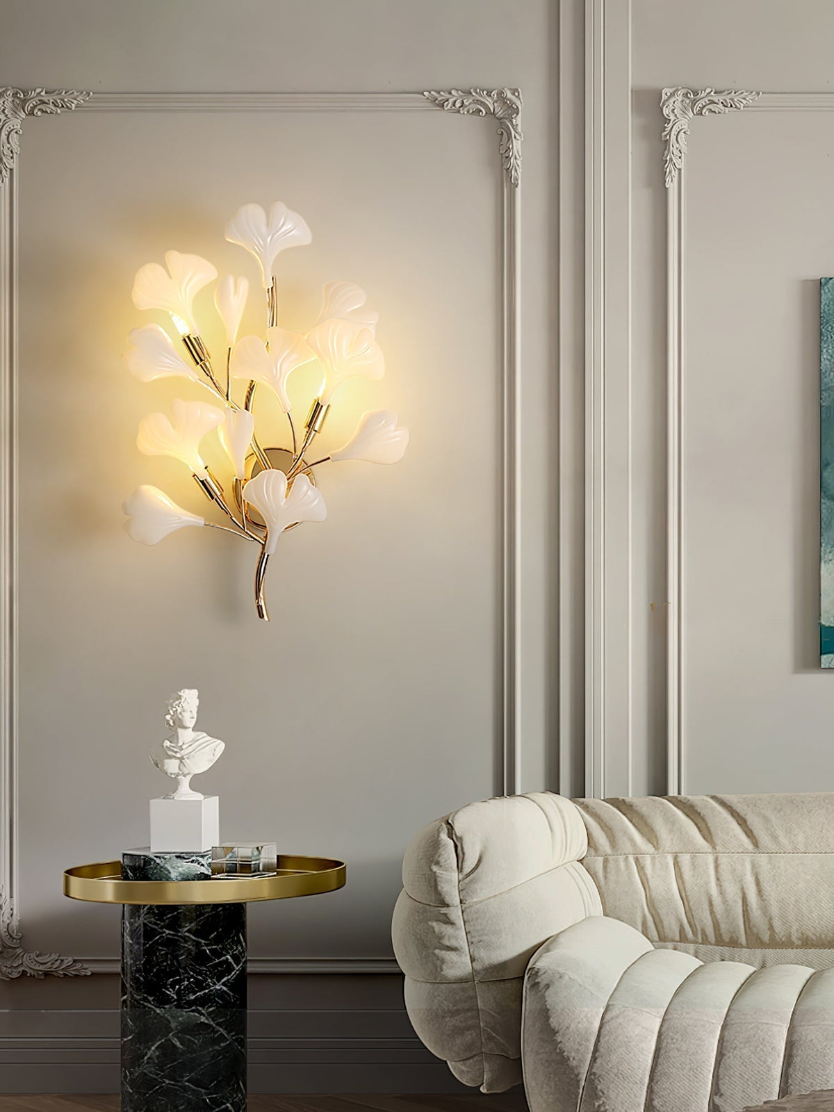 Teven Applique Murale Postmoderne Luxe Gingko Céramique-Cielum
