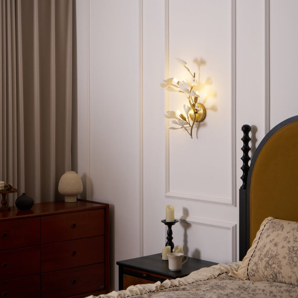 Teven Applique Murale Postmoderne Luxe Gingko Céramique-Cielum