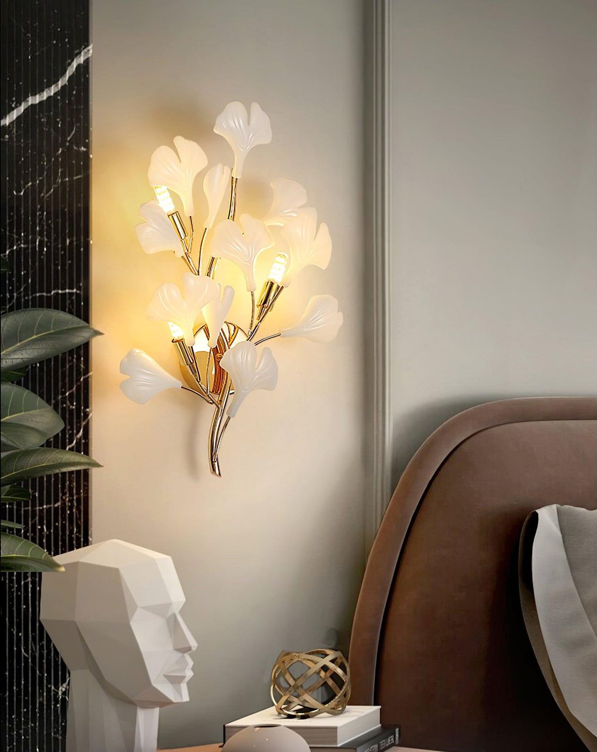 Teven Applique Murale Postmoderne Luxe Gingko Céramique-Cielum