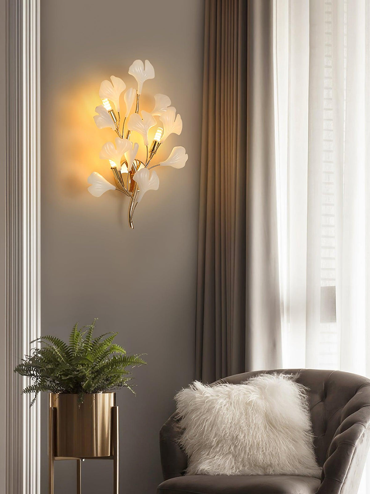 Teven Applique Murale Postmoderne Luxe Gingko Céramique-Cielum