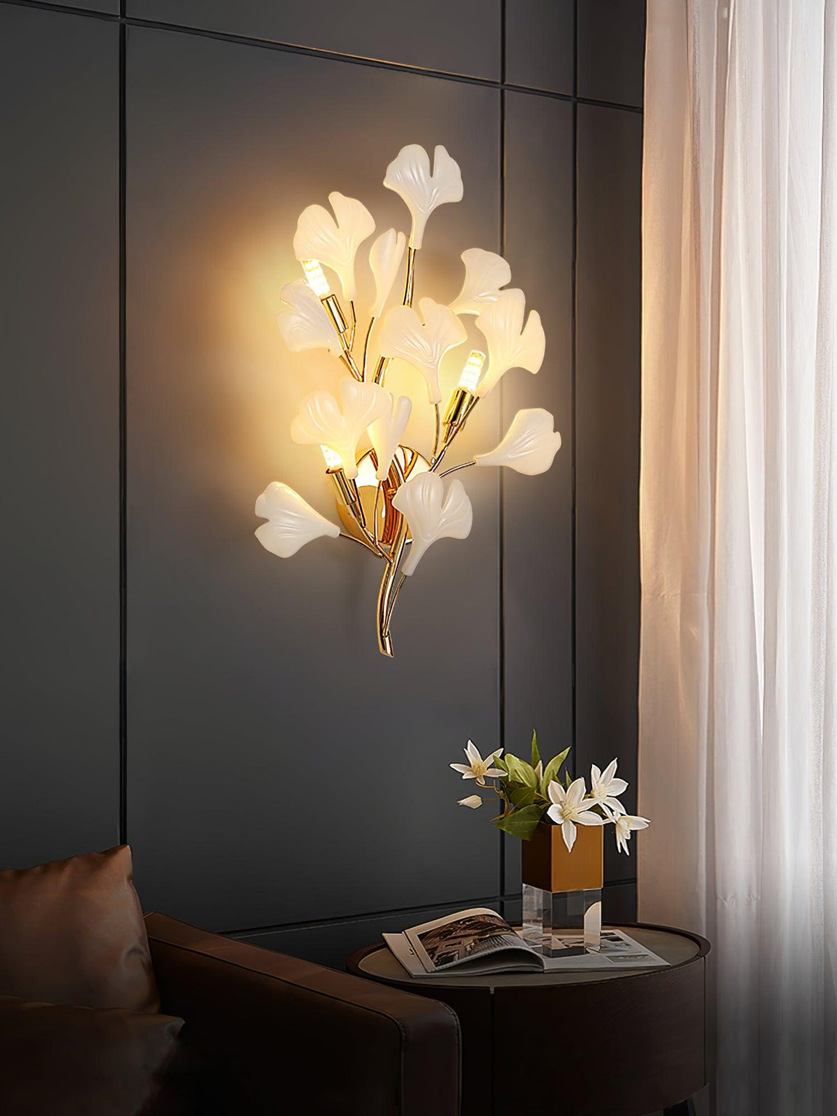 Teven Applique Murale Postmoderne Luxe Gingko Céramique-Cielum