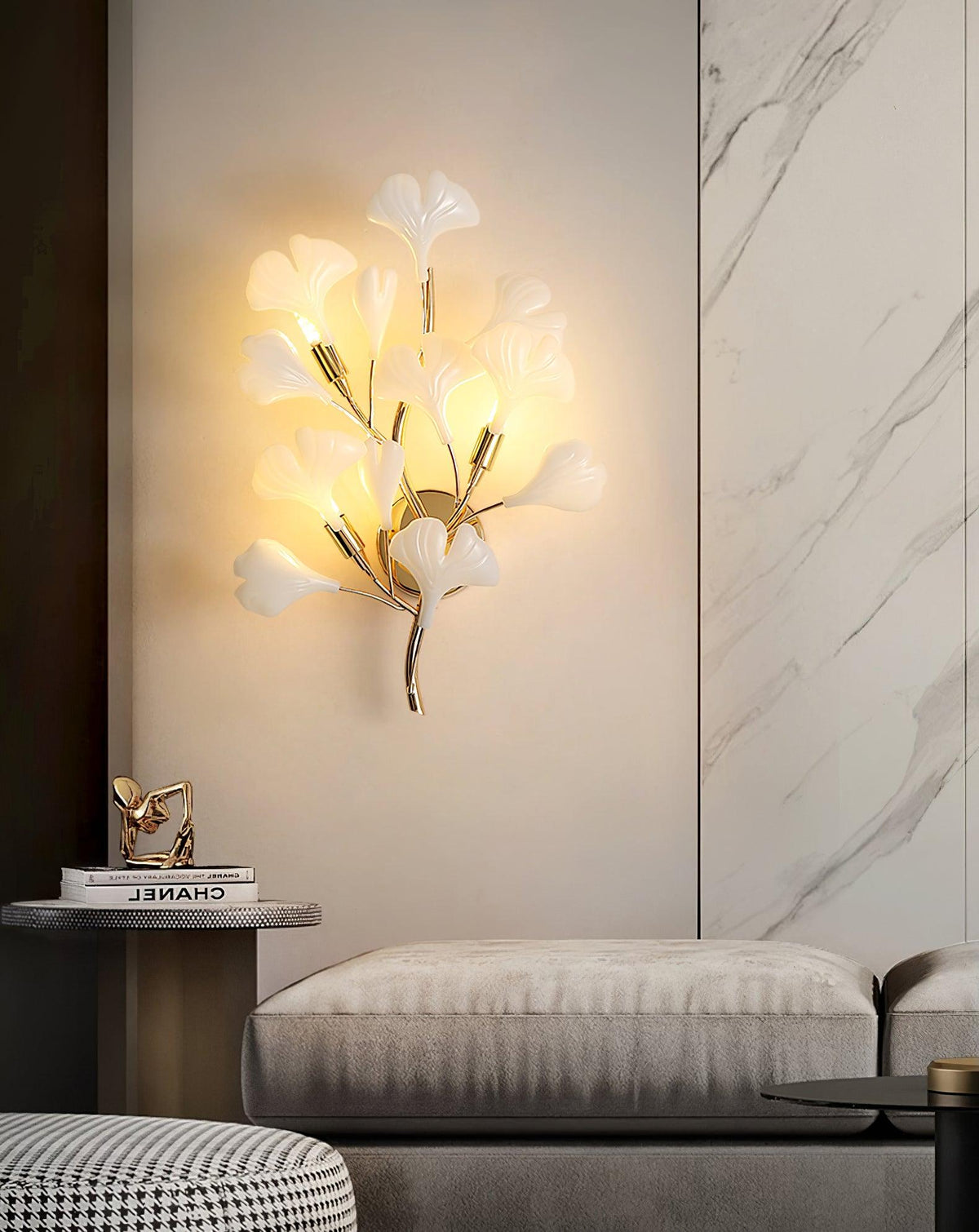 Teven Applique Murale Postmoderne Luxe Gingko Céramique-Cielum