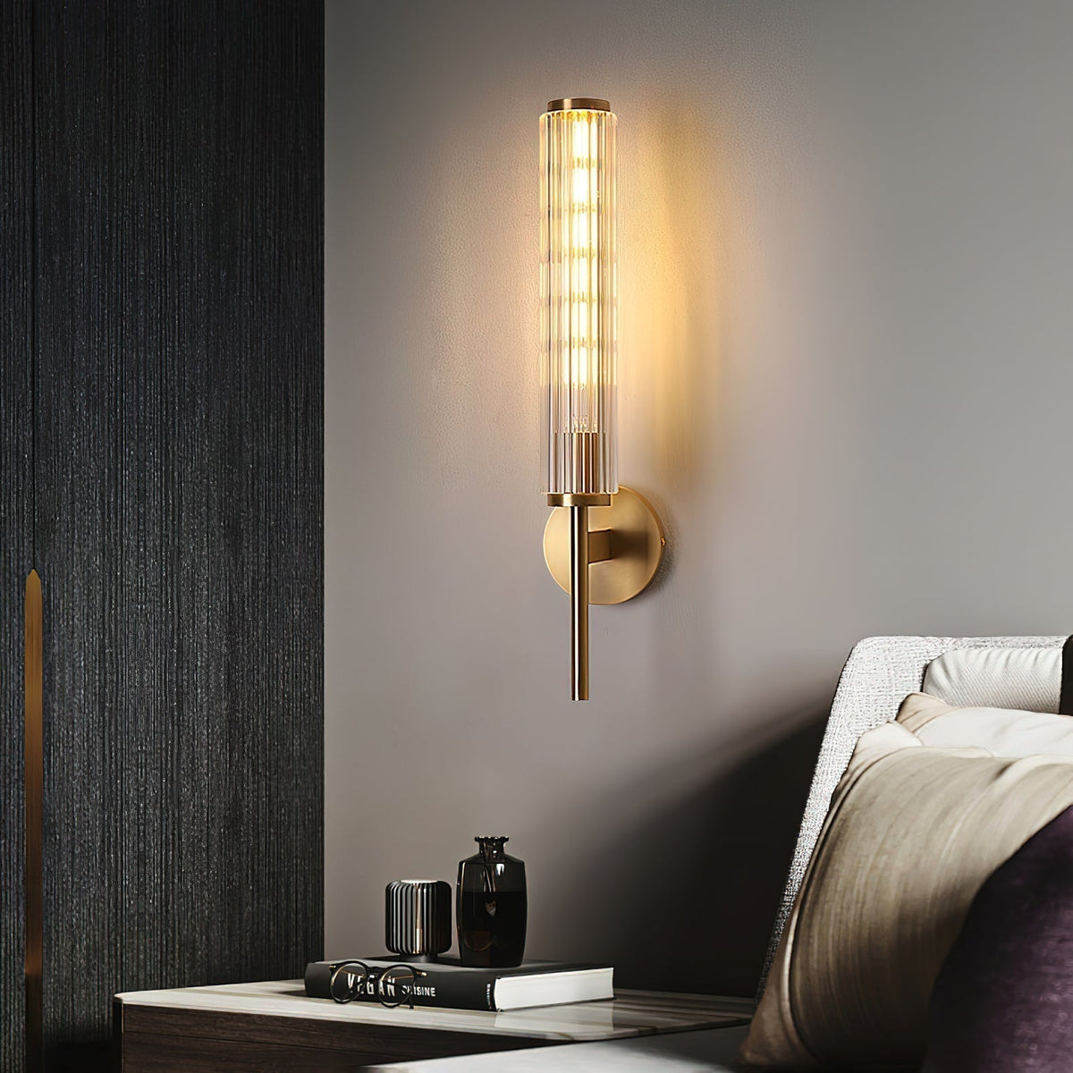 Seveno Applique Murale Linéaire en Laiton et Verre Premium-Cielum