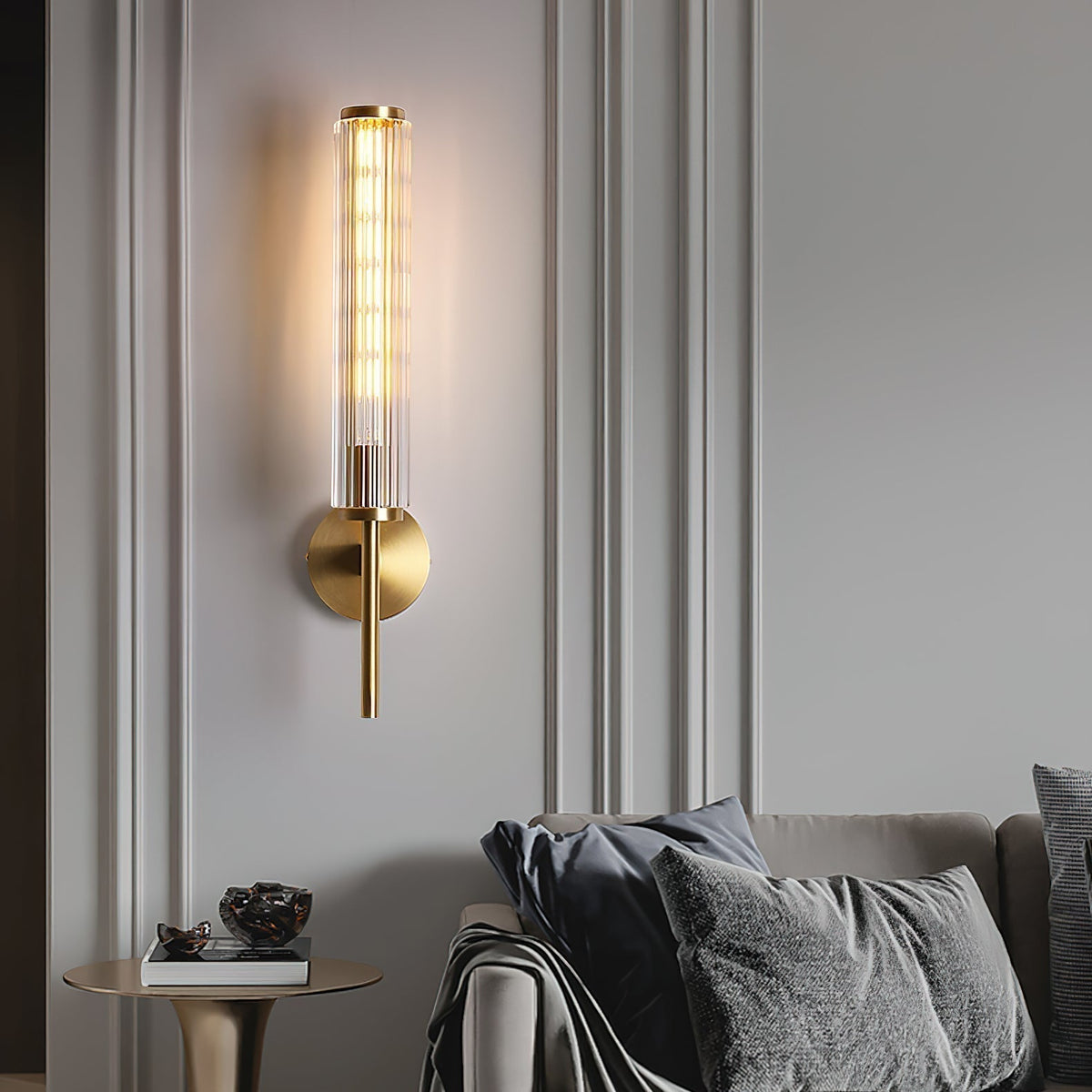 Seveno Applique Murale Linéaire en Laiton et Verre Premium-Cielum