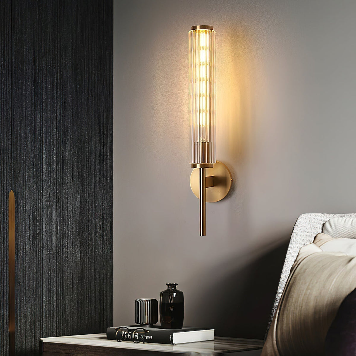 Seveno Applique Murale Linéaire en Laiton et Verre Premium-Cielum
