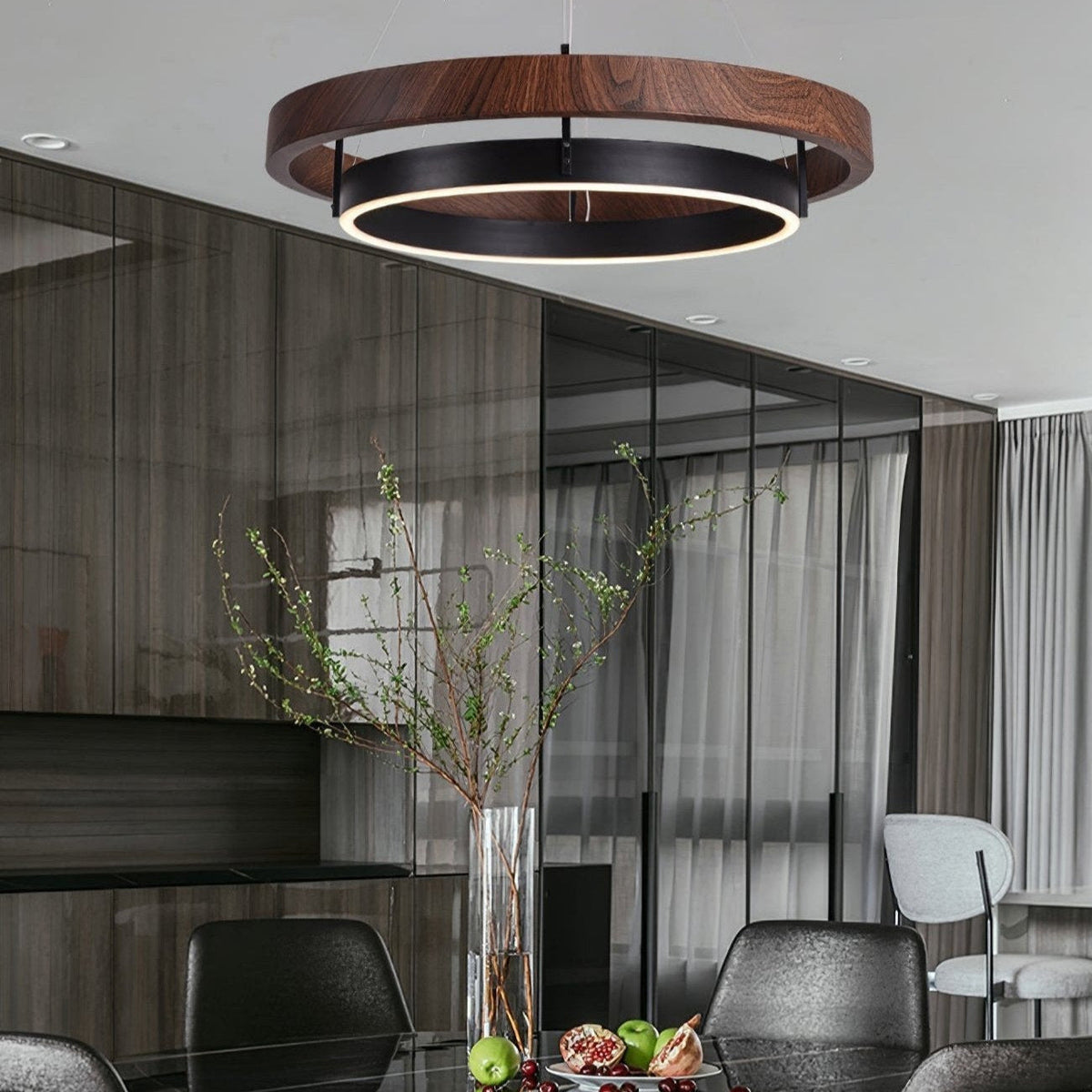 Acorn Lustre Anneau en Bois