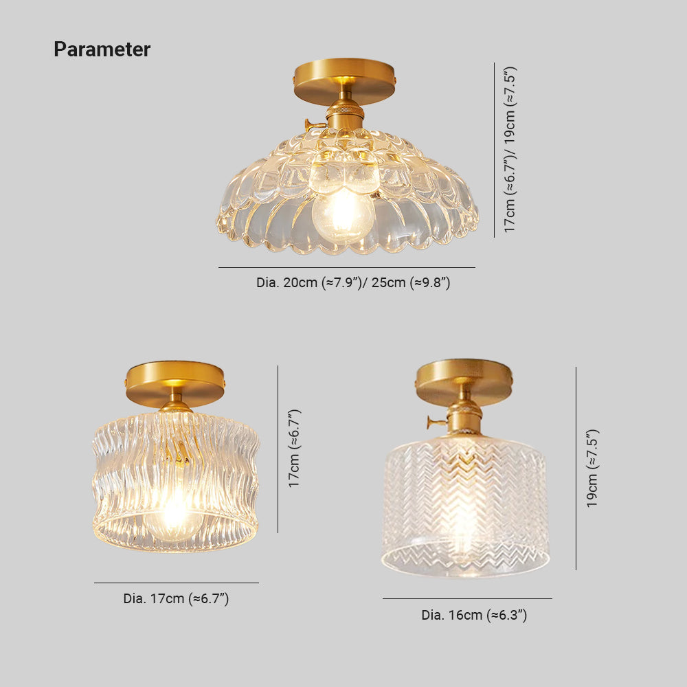 Arisha Plafonnier Luxueux Métal Verre Couloir