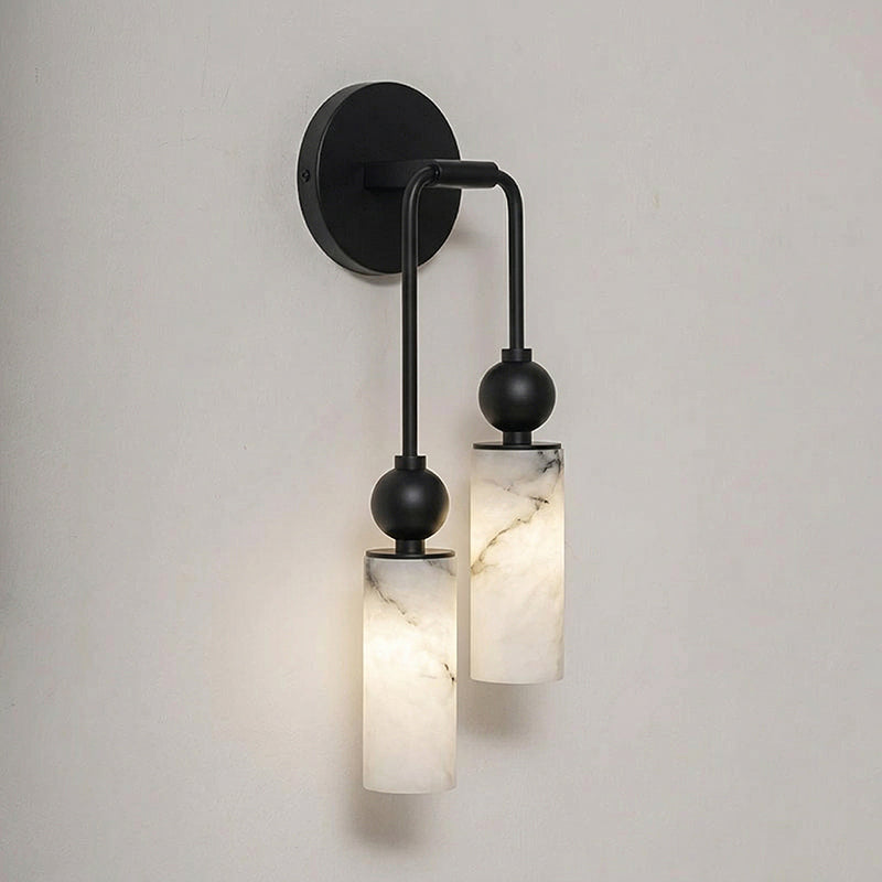The natural veining of the alabaster stone shade.