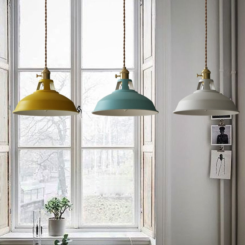 Naren Lampe Suspension Luminaire Vintage. Métal. Noir/Blanc. Salle à Manger-Cielum