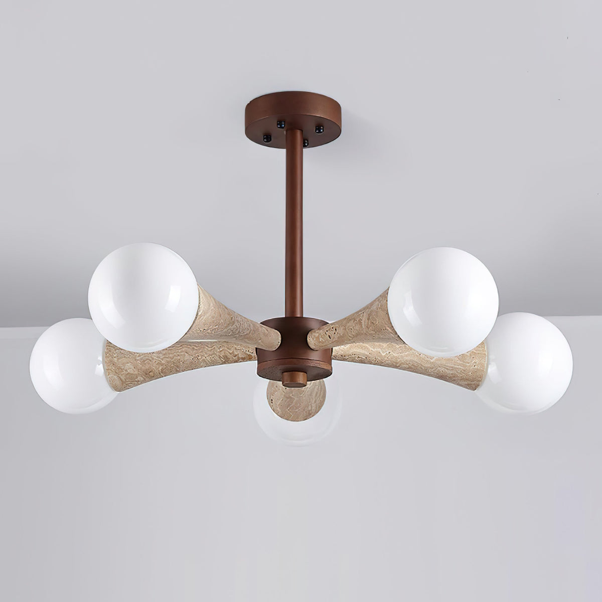 Ritta Flush Mount Ceiling Light Wood Travertine-Neutral Decor