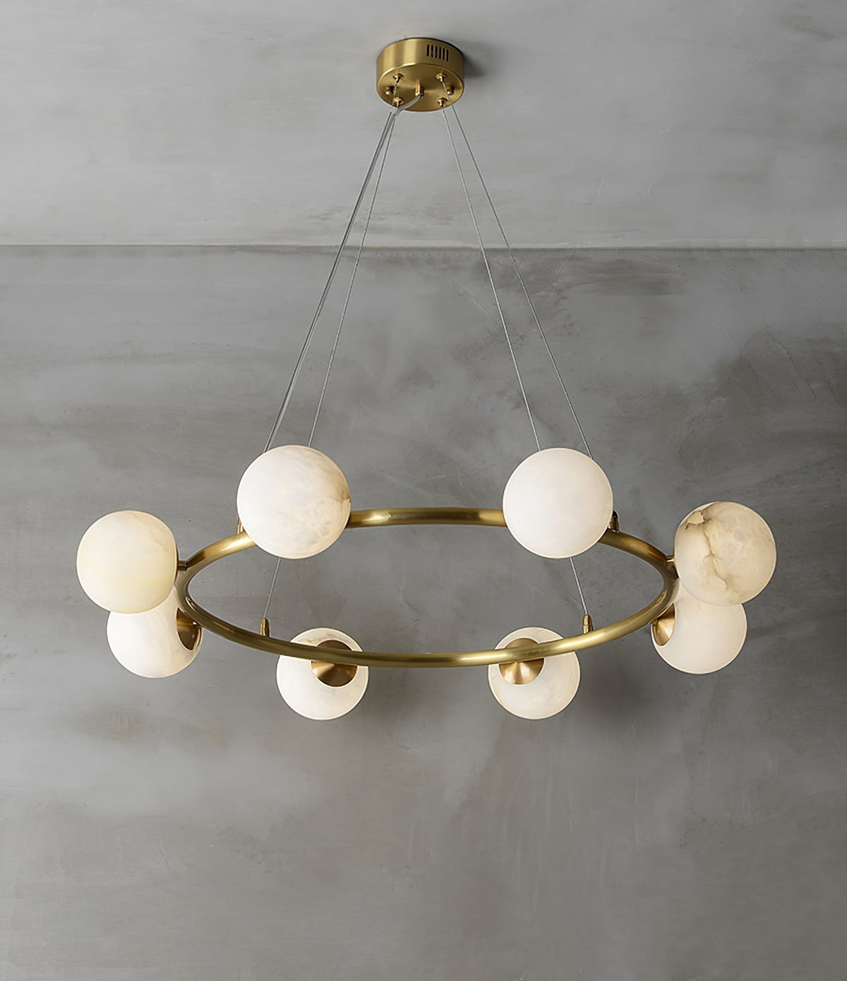 Helix Chandelier Alabaster Globe Halo-Neutral Decor