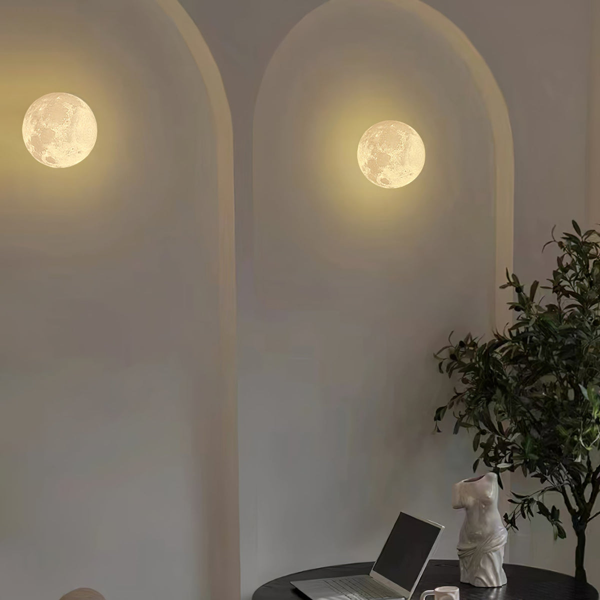 Lirixo Applique Murale 3D en Plastique Art Nordique Lune-Cielum