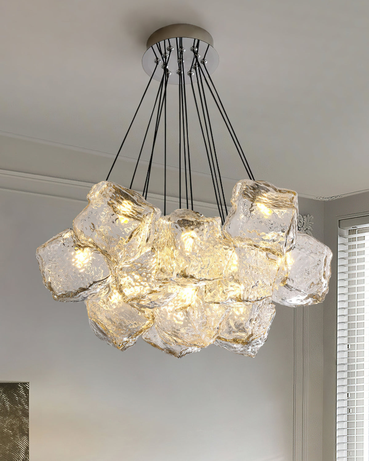 Pebine Clustered Glass Chandelier-Neutral Decor