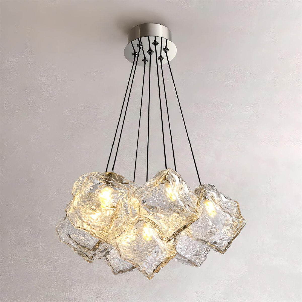 Pebine Clustered Glass Chandelier-Neutral Decor