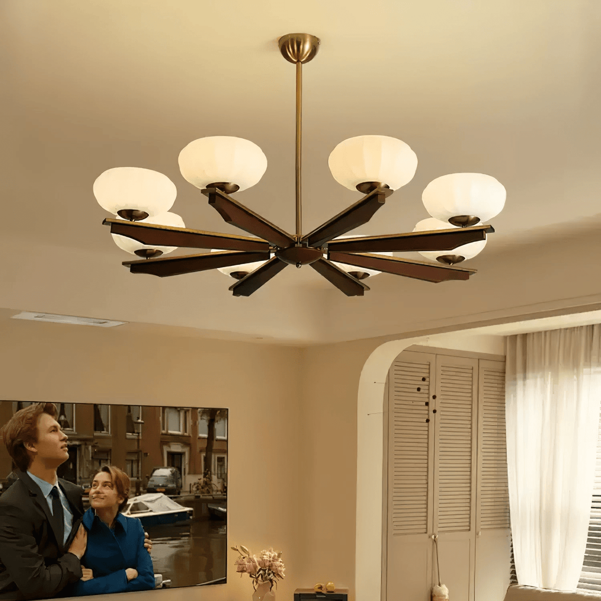 Veo Lustre Vintage Traditionnel Élégant en Bois-Cielum