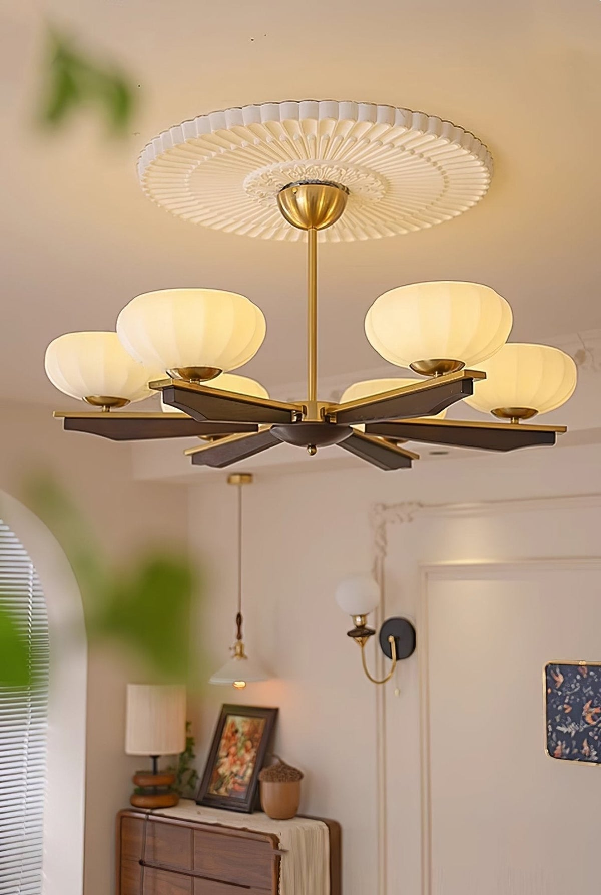 Veo Lustre Vintage Traditionnel Élégant en Bois-Cielum