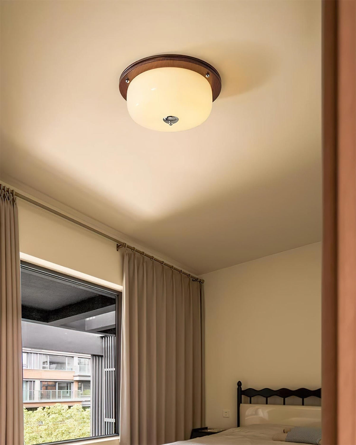 Ceiling Light Glass Flush Mount Modern Minimalist Walnut Brown-Neutral Decor