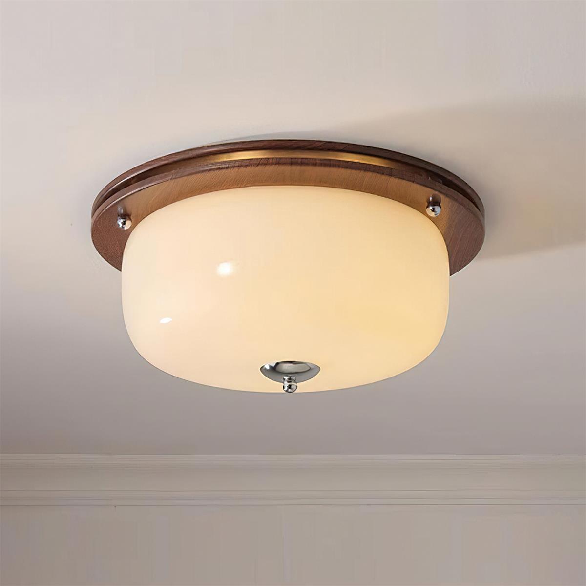 Ceiling Light Glass Flush Mount Modern Minimalist Walnut Brown-Neutral Decor