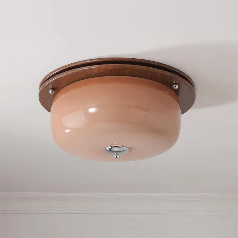 Ceiling Light Glass Flush Mount Modern Minimalist Walnut Brown-Neutral Decor