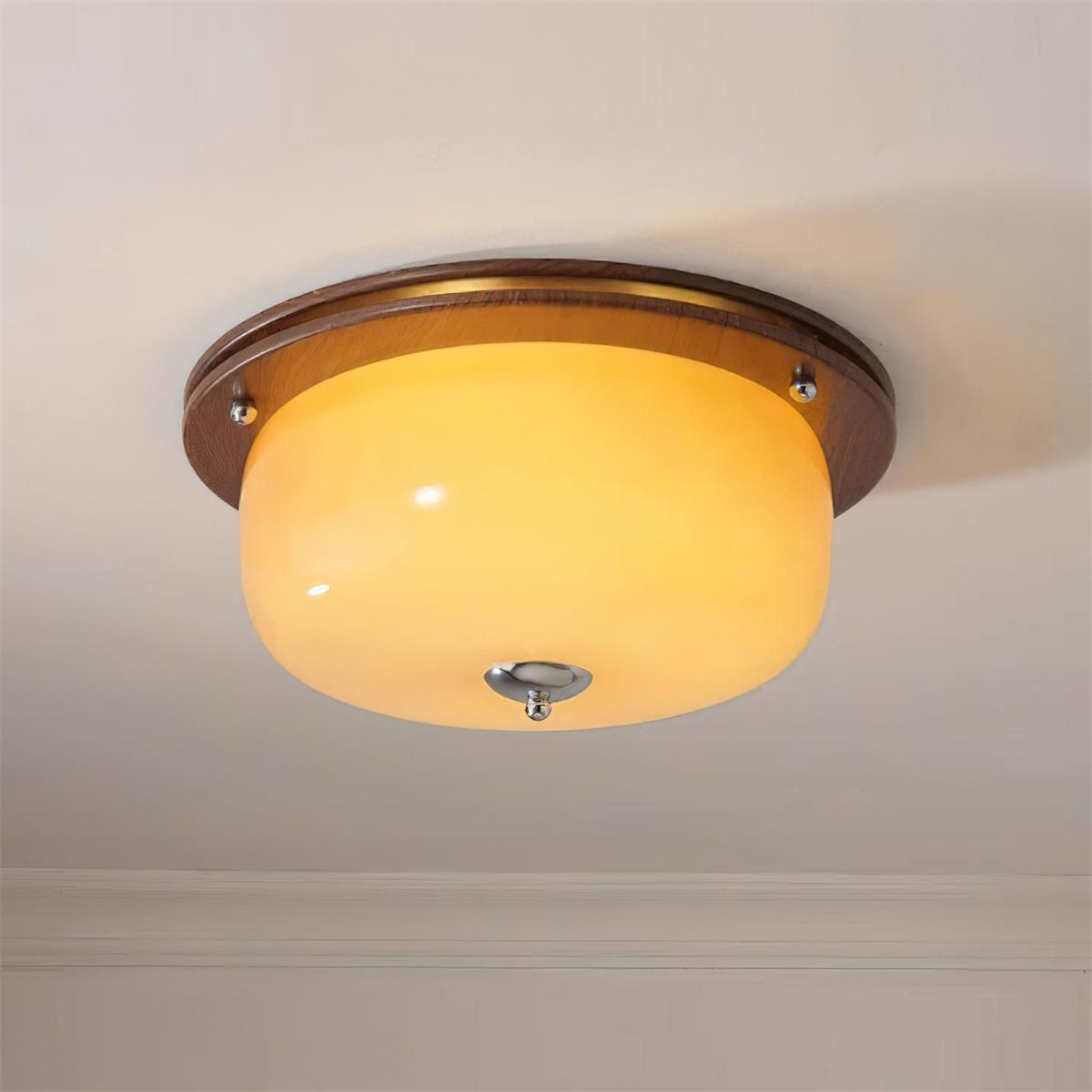 Ceiling Light Glass Flush Mount Modern Minimalist Walnut Brown-Neutral Decor