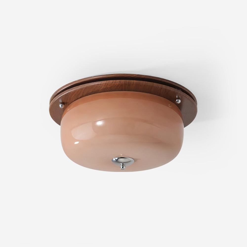 Ceiling Light Glass Flush Mount Modern Minimalist Walnut Brown-Neutral Decor
