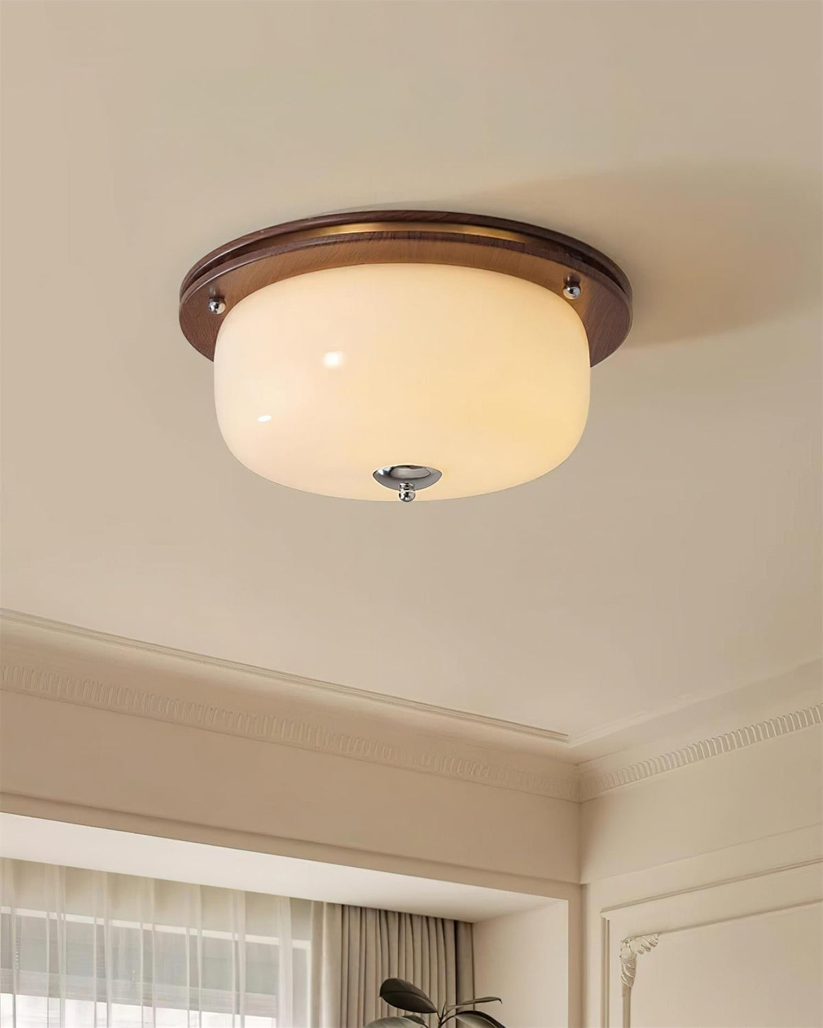 Ceiling Light Glass Flush Mount Modern Minimalist Walnut Brown-Neutral Decor