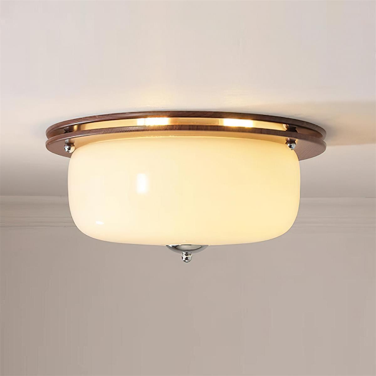 Ceiling Light Glass Flush Mount Modern Minimalist Walnut Brown-Neutral Decor