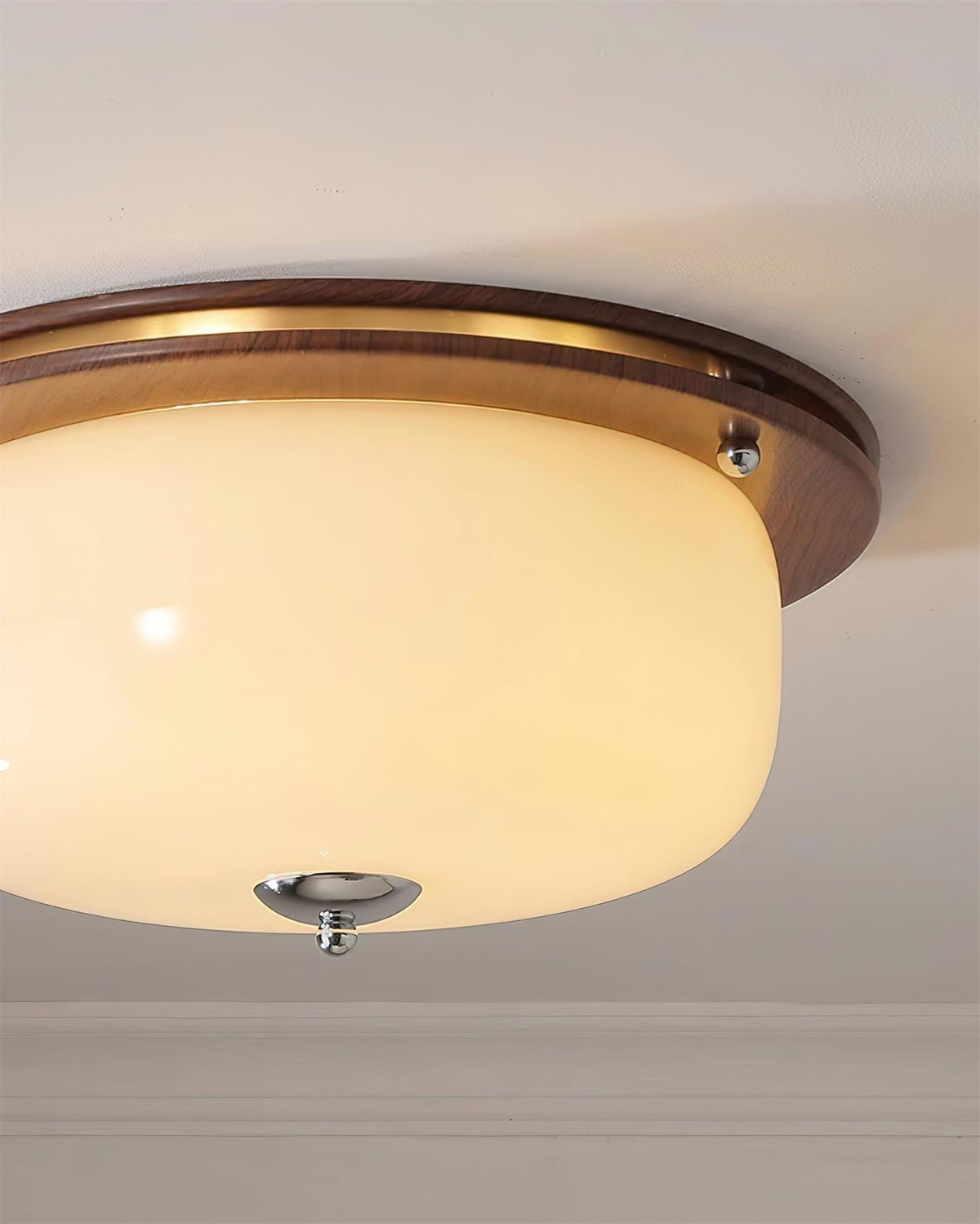 Ceiling Light Glass Flush Mount Modern Minimalist Walnut Brown-Neutral Decor