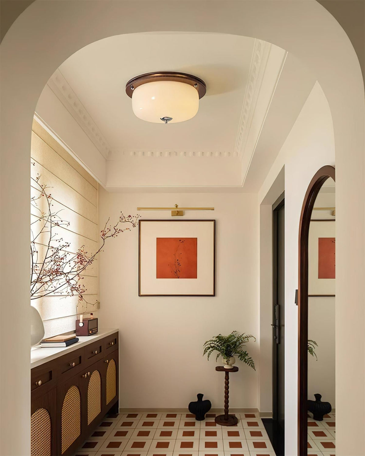 Ceiling Light Glass Flush Mount Modern Minimalist Walnut Brown-Neutral Decor