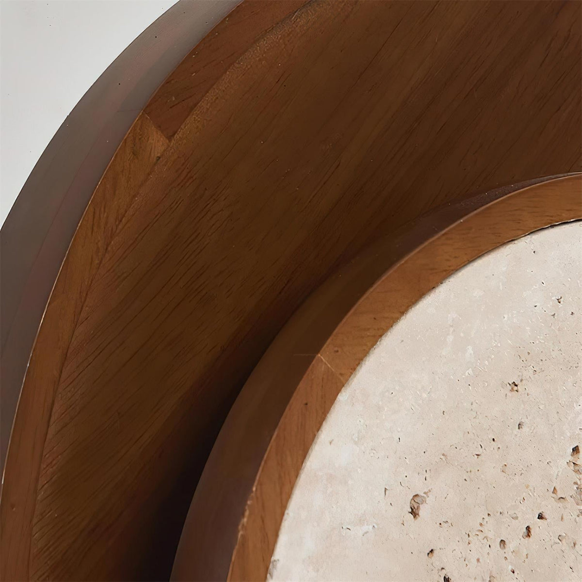 Ritta Wall Lamp Travertine Circular Wooden Frame-Neutral Decor