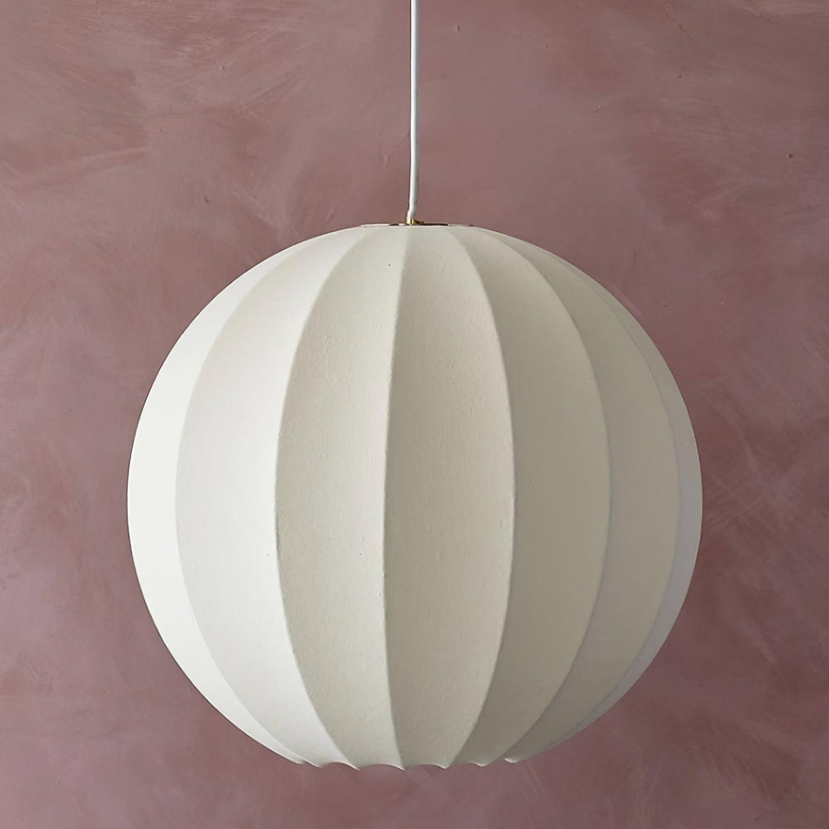 Pendant Light Silk Ribbed Globe Modern Minimalist Ambient Dining-Neutral Decor