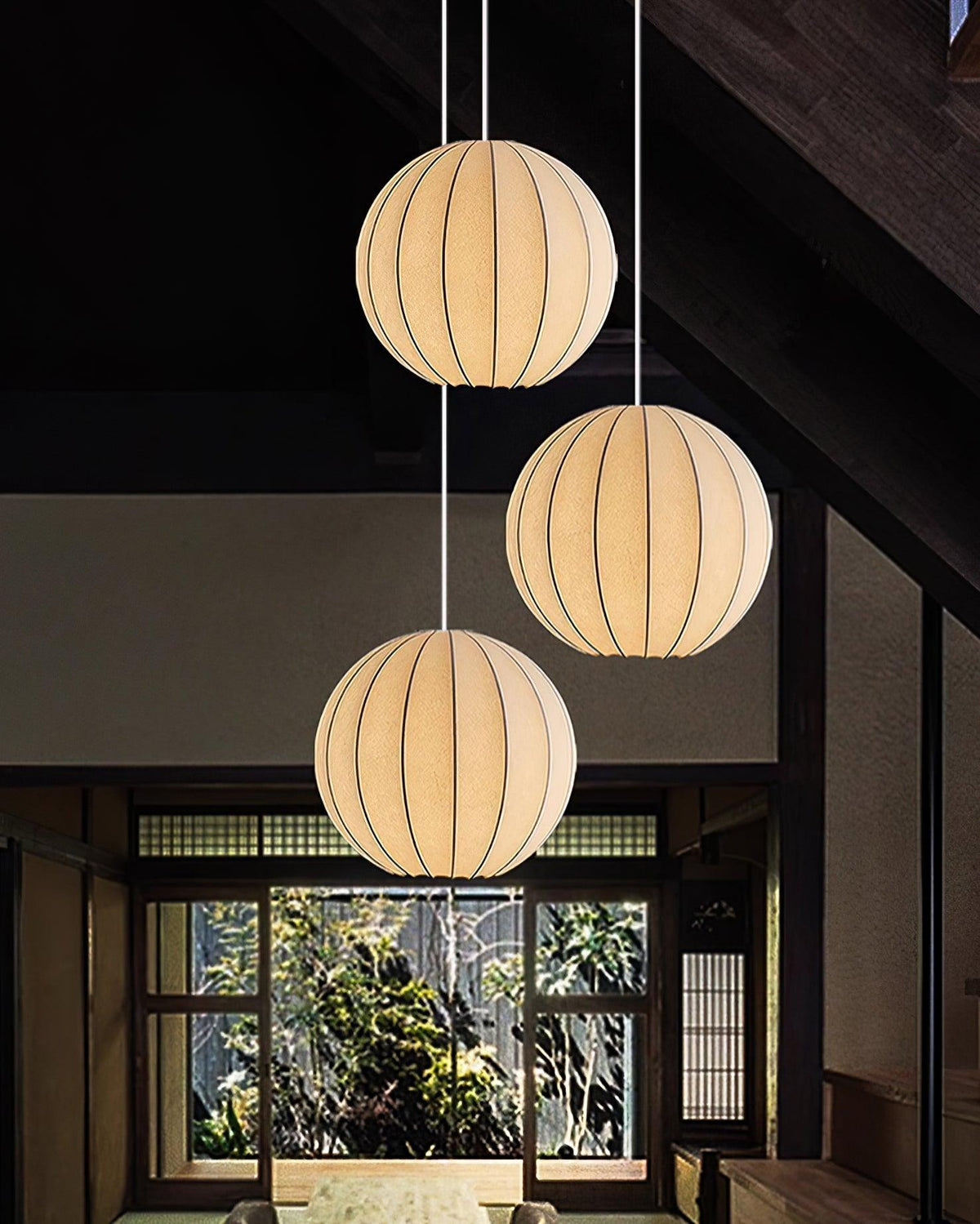 Pendant Light Silk Ribbed Globe Modern Minimalist Ambient Dining-Neutral Decor