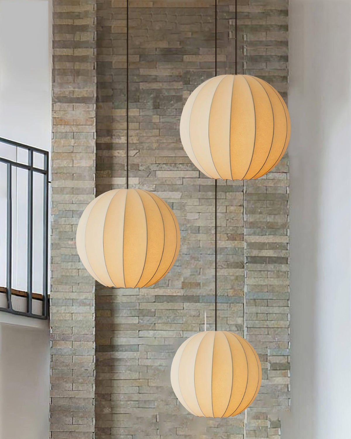 Pendant Light Silk Ribbed Globe Modern Minimalist Ambient Dining-Neutral Decor