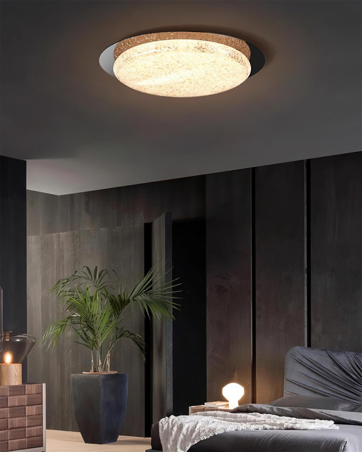 Ririxenor Plafonnier Résine Texturée Ton Bois LED-Cielum