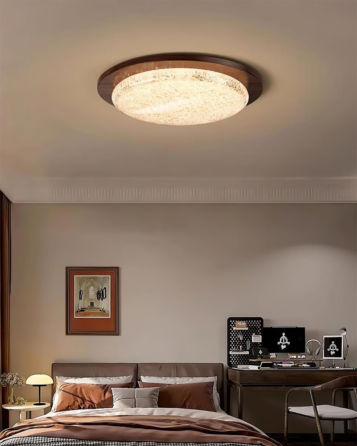 Ririxenor Plafonnier Résine Texturée Ton Bois LED-Cielum