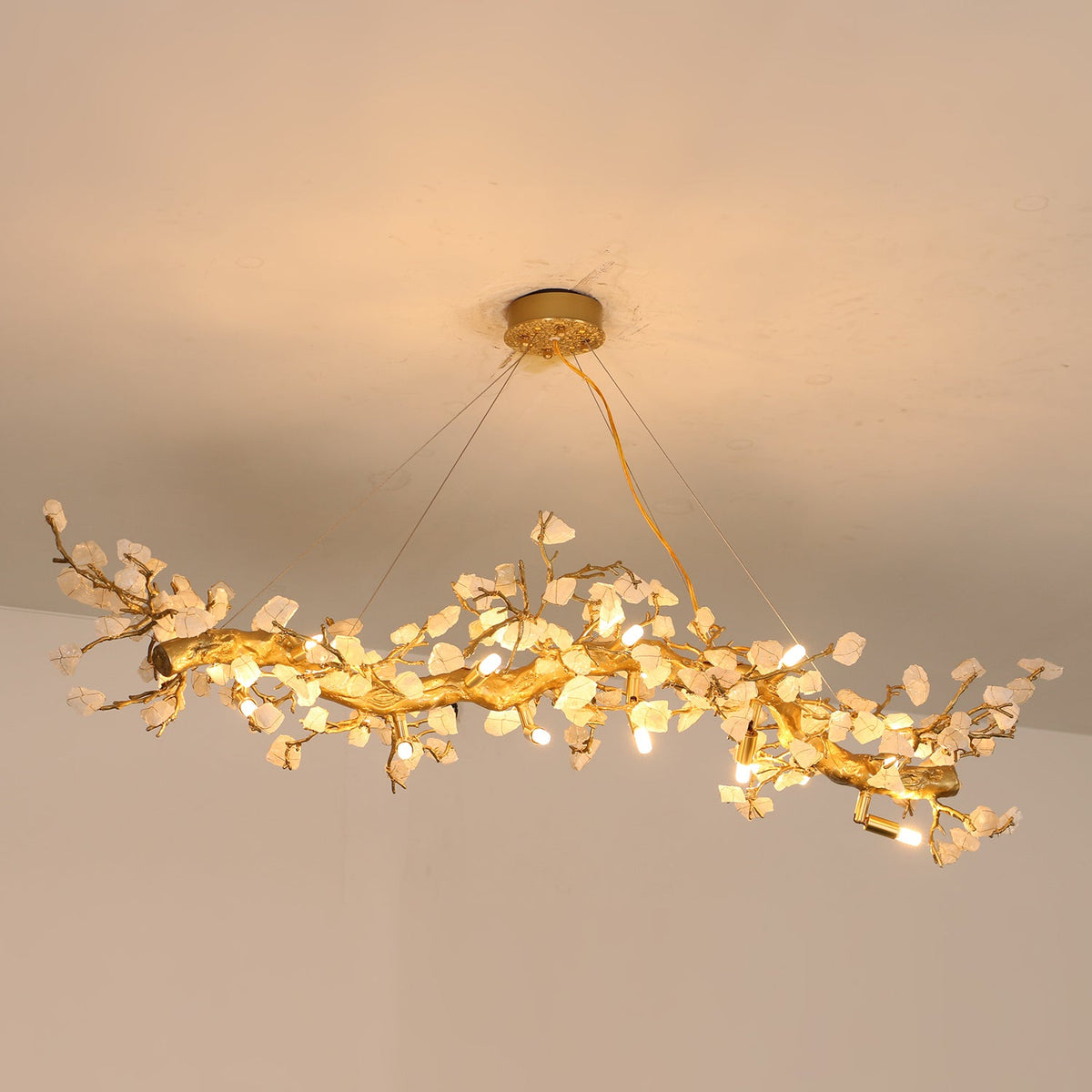 Casterford Lustre Linéaire À Branches En Pierre Blanche