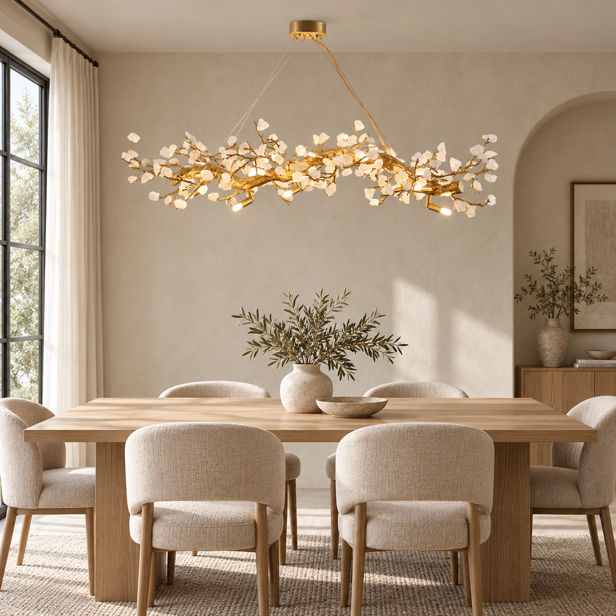 Casterford Lustre Linéaire À Branches En Pierre Blanche