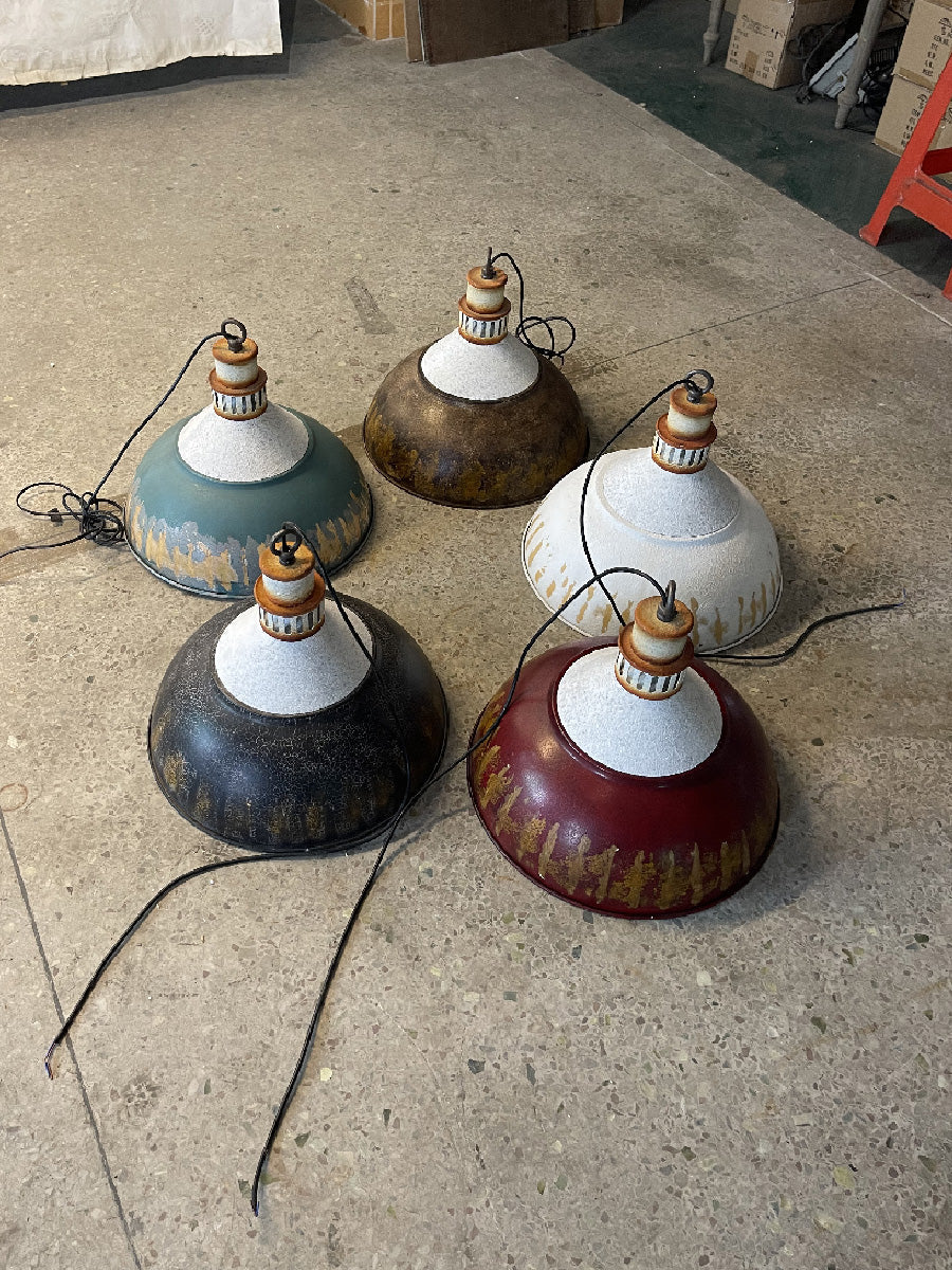 Miranne Suspension Métal Bleu Industriel Vintage