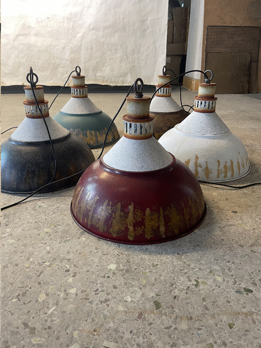 Miranne Suspension Métal Bleu Industriel Vintage