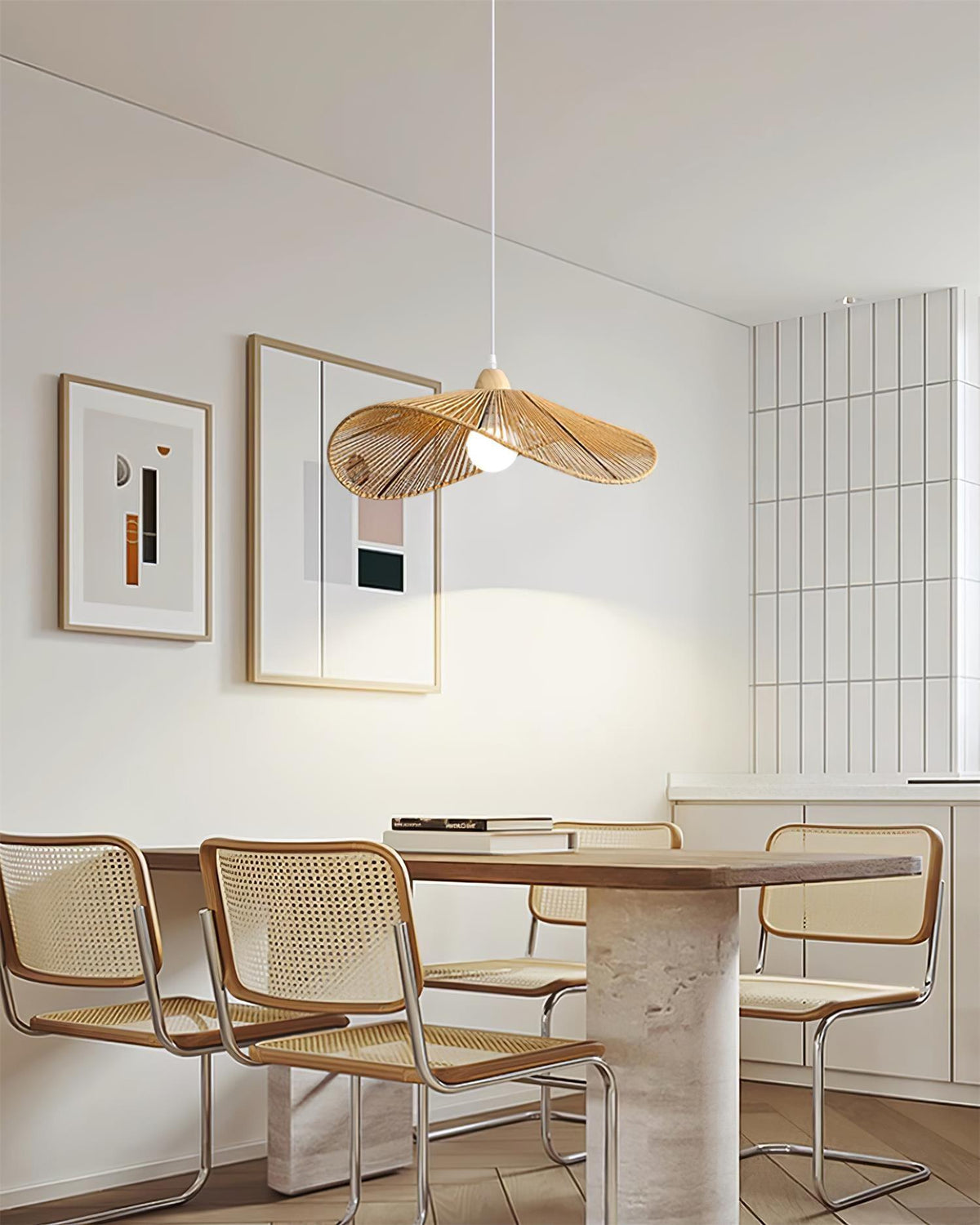 Pendant Lamp Woven Hemp Shade Sculptural Natural Modern-Neutral Decor