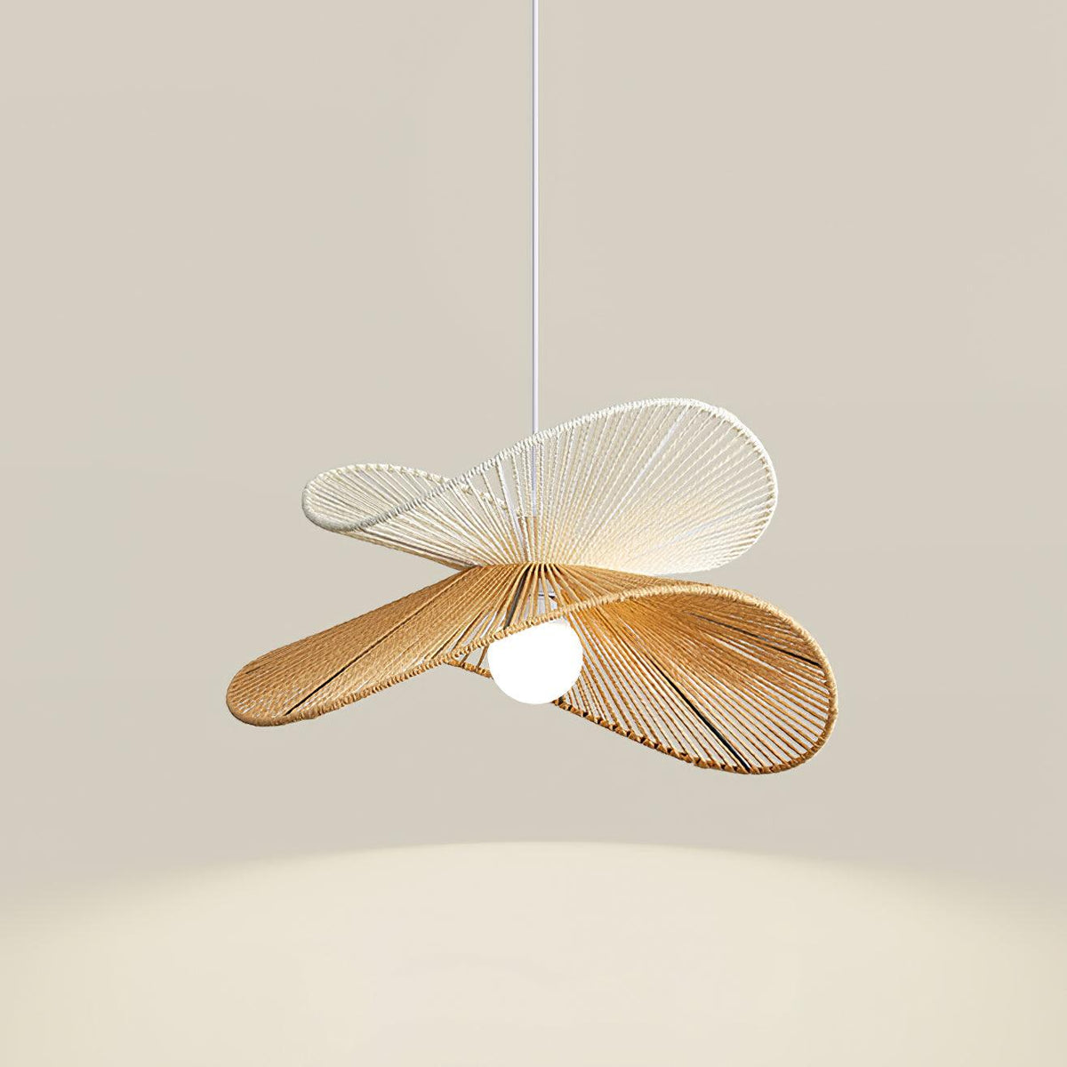 Pendant Lamp Woven Hemp Shade Sculptural Natural Modern-Neutral Decor
