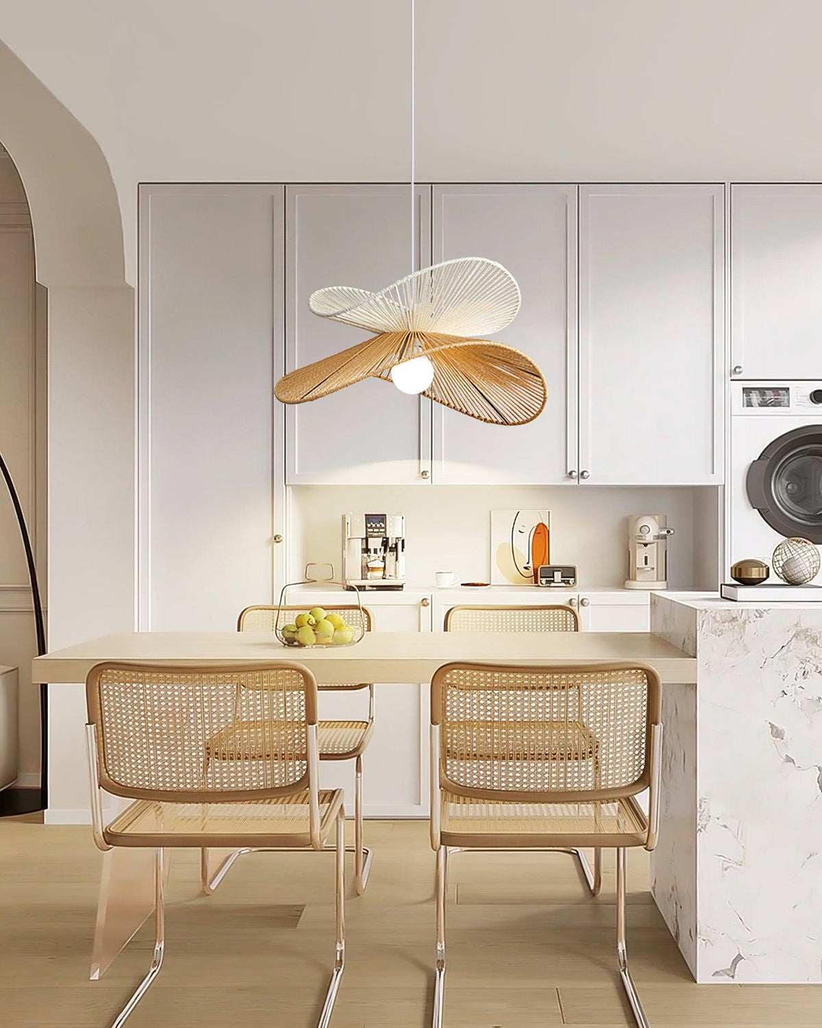 Pendant Lamp Woven Hemp Shade Sculptural Natural Modern-Neutral Decor