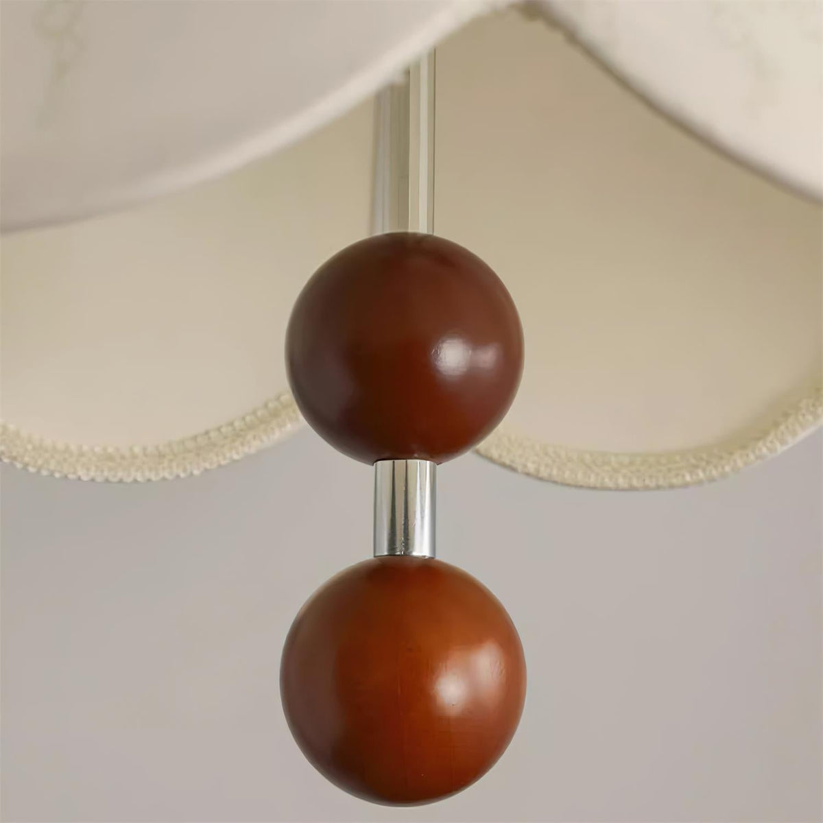 Pendant Lamp Fabric Shade Wood Accents Vintage for Living Room-Neutral Decor