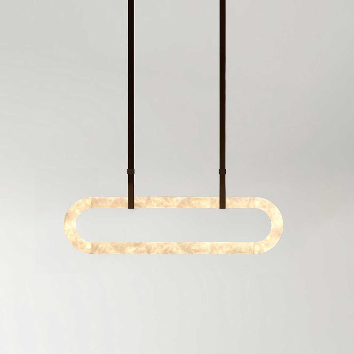 Kurve Chandelier Alabaster Ring Artificial leather-Neutral Decor