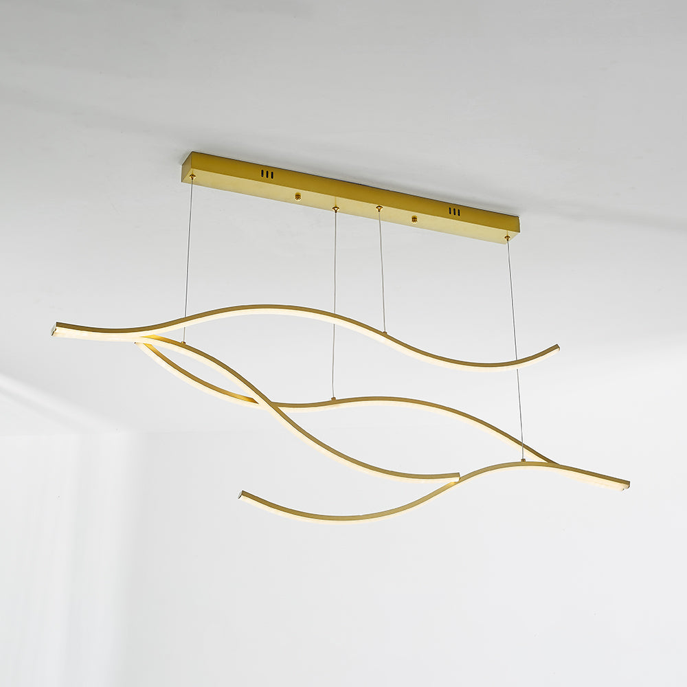 Tiroven Luminaires Suspension linéaire. LED Noir/Or. Salon-Cielum